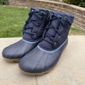 Sperry Women's Navy Blue Quilted Saltwater Waterproof Duck Rain Boots Size 8.5M